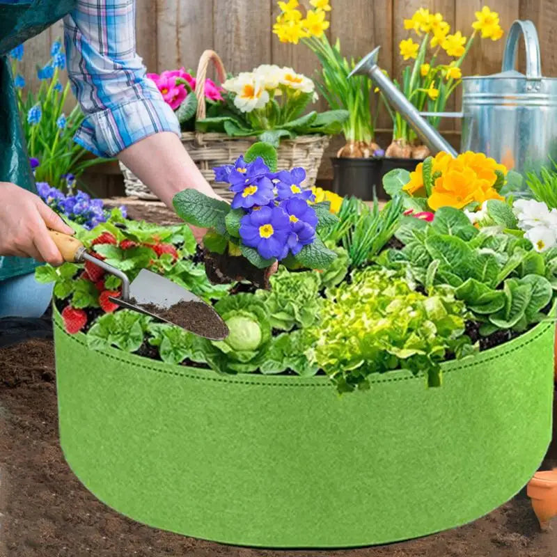 Breathable Fabric Grow Pot - Heavy Duty Planting Bag for Root Aeration - Reusable Vegetable Planter for Garden & Patio Qme