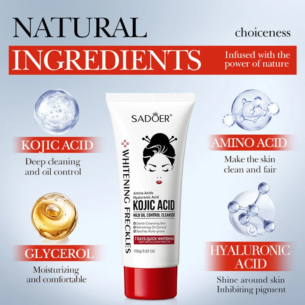 Kojic Acid Whitening Deep Cleansing Milk Moisturizing Oil Control Qme