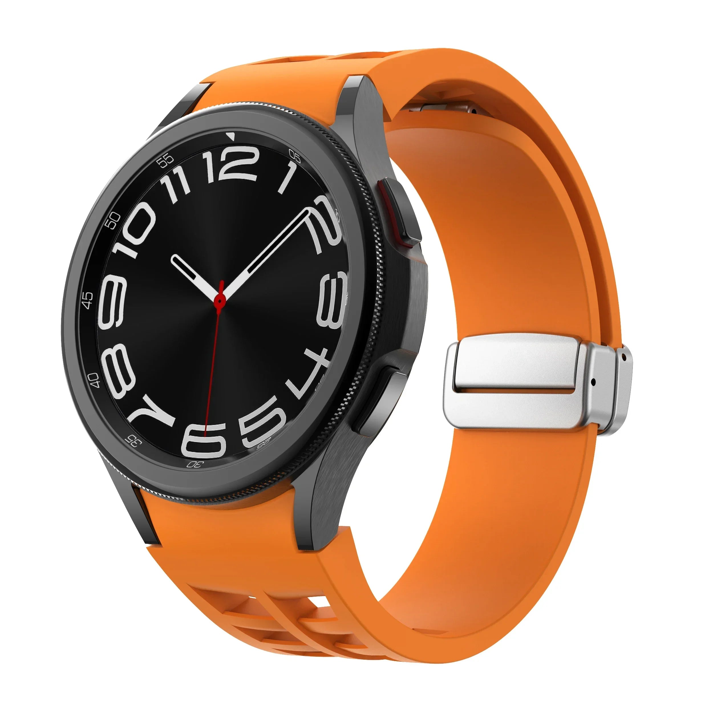 Magnetic Silicone Band for Samsung Galaxy Watch 6 Classic 43 47mm 4 42 46mm 5 Pro 45mm No Gaps Loop Strap for 4/5/6/7 40 44mm Qme