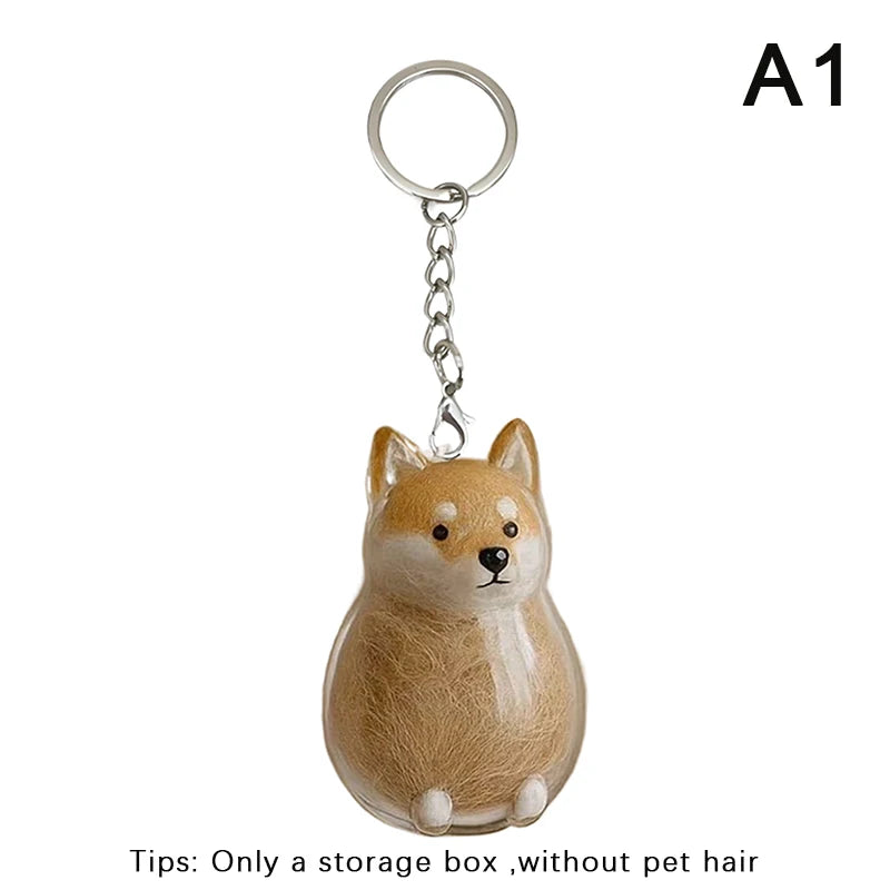 Clear Puppy Hair Memorial Pet's Dog Fur Container DIY Pendant Keychain Decor Pet Lovers Home Display Gifts Qme A1