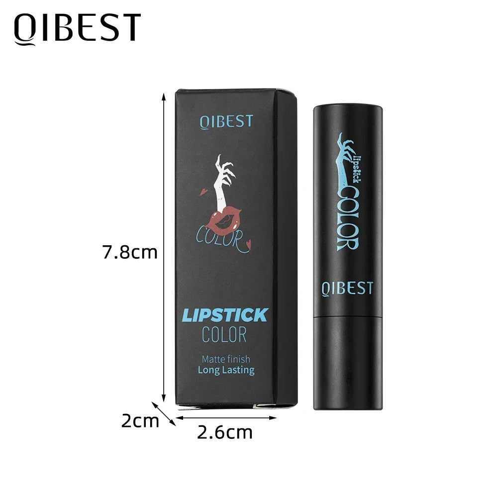 QIBEST 8 Colors Matte Lipstick Waterproof Velvet Sexy Red Lip Stain Popular Black Red Orange White Color Lasting Lipstick Makeup Qme