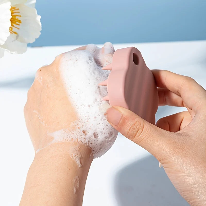 1 Home Bathroom Shower Hair Wash Clover Shaped Silicone Scalp Qme