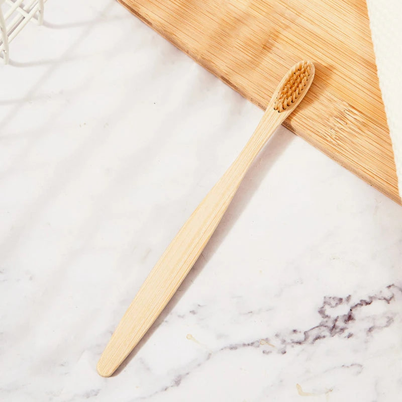 Colorful Natural Bamboo Toothbrush Soft Bristle Charcoal Teeth Whitening Manual Wooden Handle Toothbrushes Soft Dental Oral Care Qme Beige 1pcs