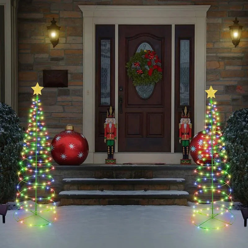 Christmas Solar Light LED Luminous Christmas Tree Ornament Outdoor Waterproof Decorative Lamp String Festival Garden Decorations Qme