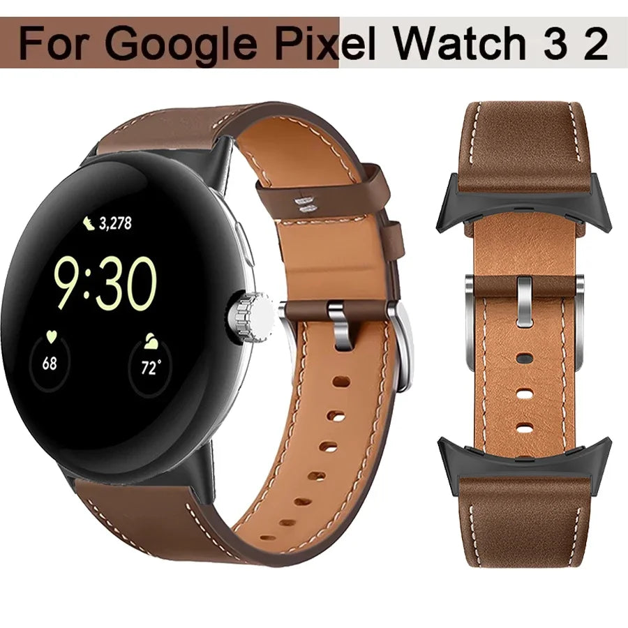 For Google Pixel Watch 3 41 45mm Strap Leather Replace Wristband Correa Bracelet For Google Pixel Watch 2 3 Band Belt Accessorie Qme
