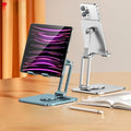 360° Metal Desk Mobile Phone Holder Stand For iPhone iPad Xiaomi Adjustable Desktop Tablet Holder Cell Phone Stand Qme silvery