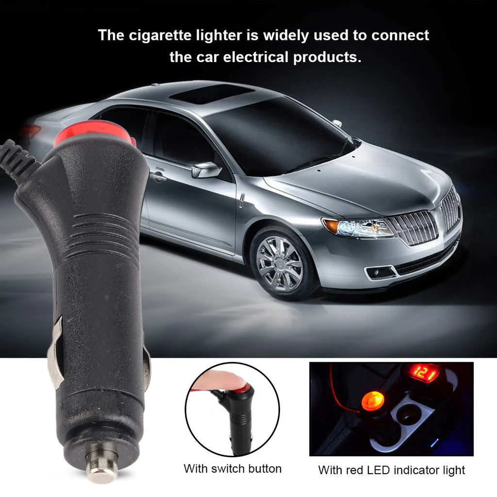 Car Male Cigarette Lighter Plug 1.5m Male Car Cigarette Lighter Socket Power Plug Adapter On Off 12V 24V Qme