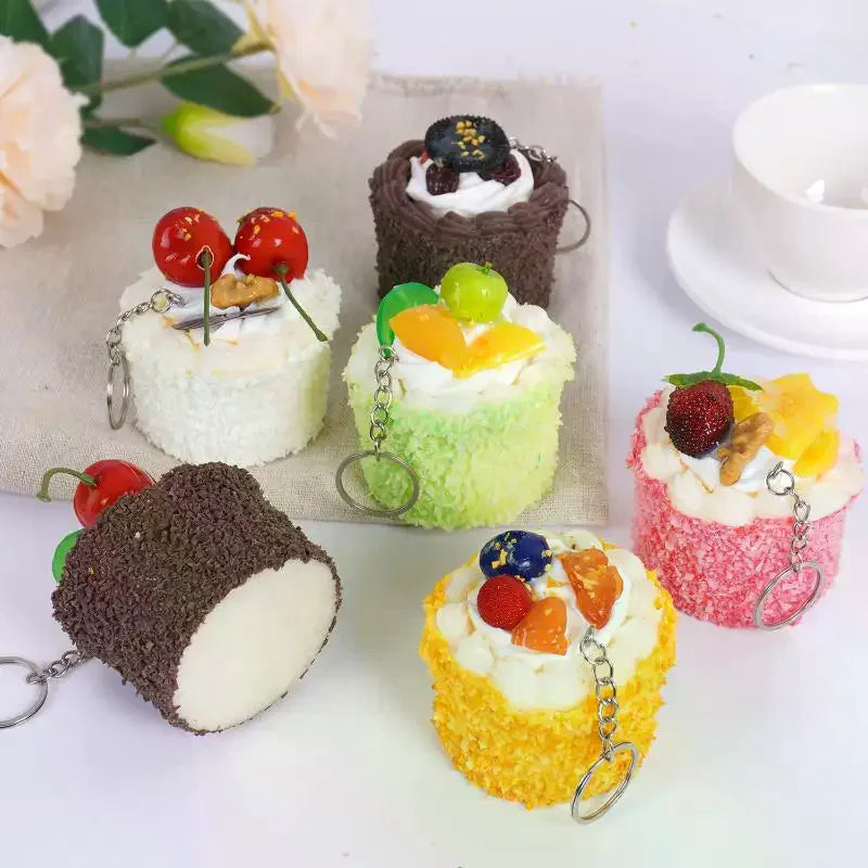 Artificial Coconut Cream Mousse Dessert PU Simulation Cake Fake Food Model Refrigerator Sticker Home Kitchen Decoration Prop Qme