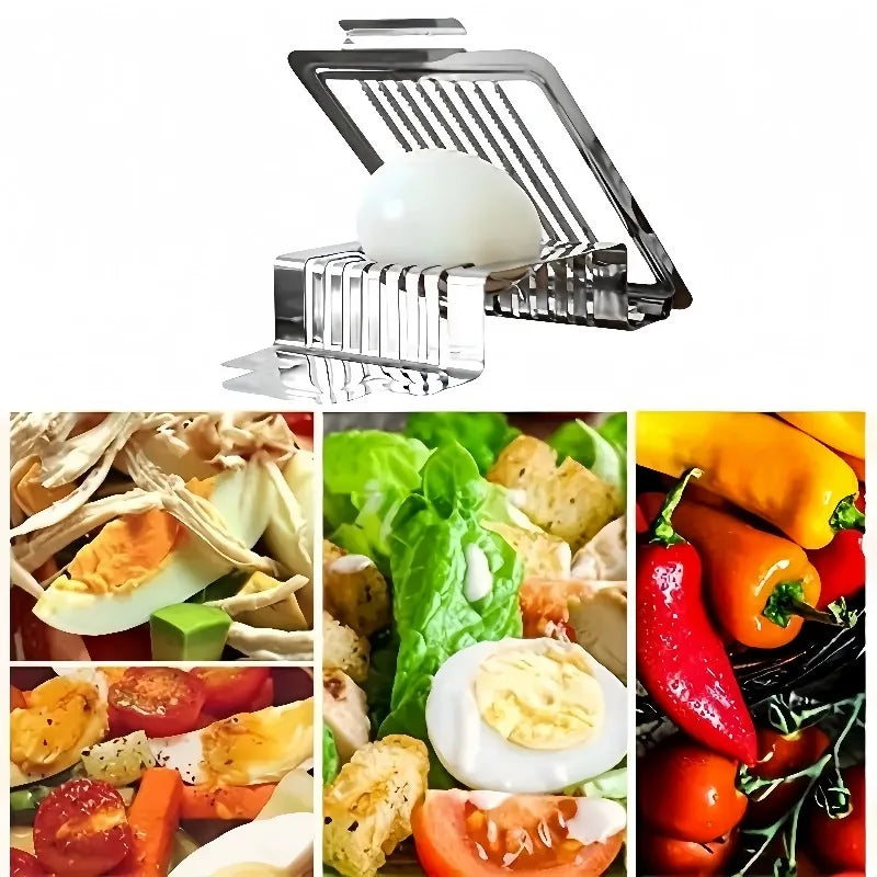 1pc Egg Cutter Multifunctional Manual Stainless Steel Fancy Egg Cutter Household Egg Luncheon Meat Fruit Vegetable Slicer Qme