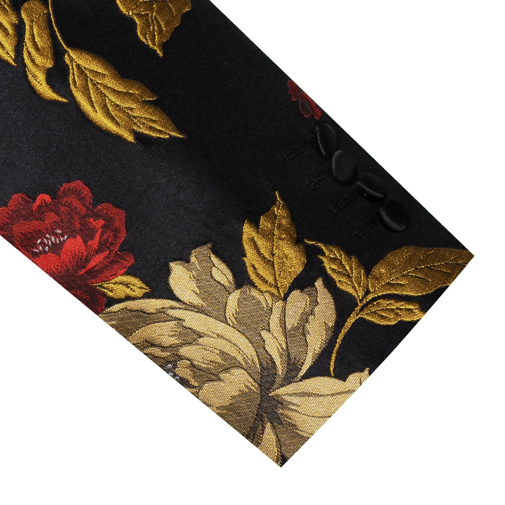 Men's Black Gold Red Floral Jacquard Shawl Lapel Blazer Single Breasted Tuxedo Jacket Suit Coat for Wedding Prom Party Outerwear Qme