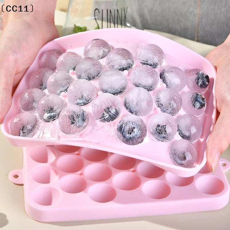25 Grids Ball Mold Silicone Cover Ice Storage Box Easy Demould DIY Qme
