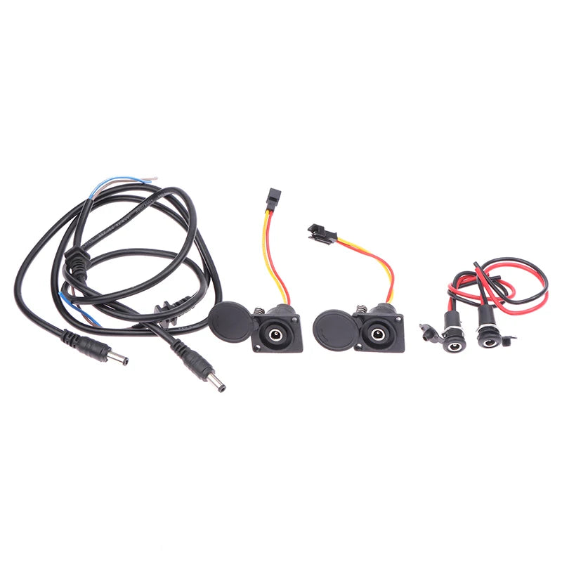 1PC Electric Bicycle Charging Head Lithium Battery Output Line Round Male And Female Base Dc2.1 / 2.5 Charger Plug Socket. Qme