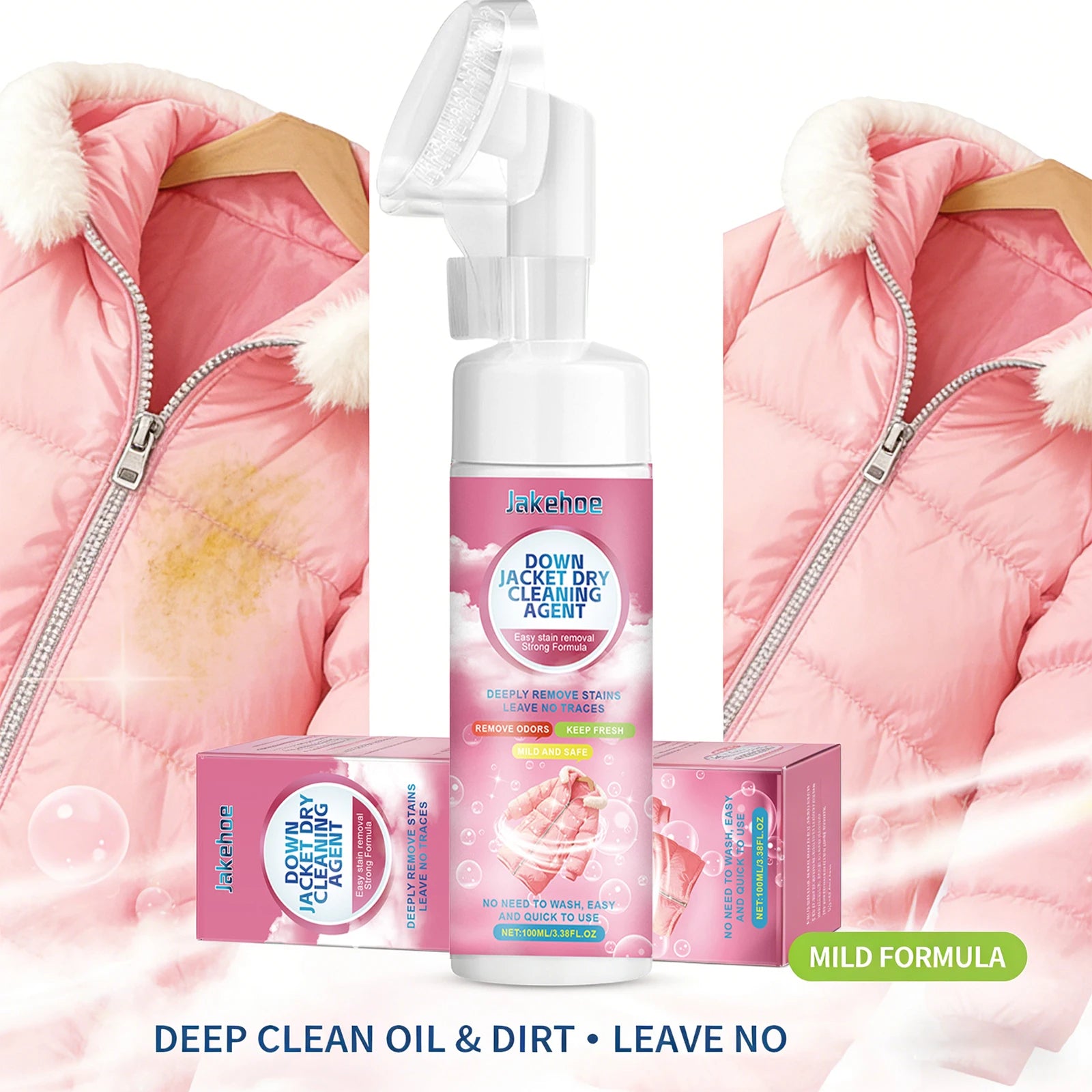 Down Jacket Dry Cleaning Agent Deep Clean Down Jacket Surface Stain Keep Down Fluffy and Soft Eliminate Odor Down Jacket Cleaner Qme