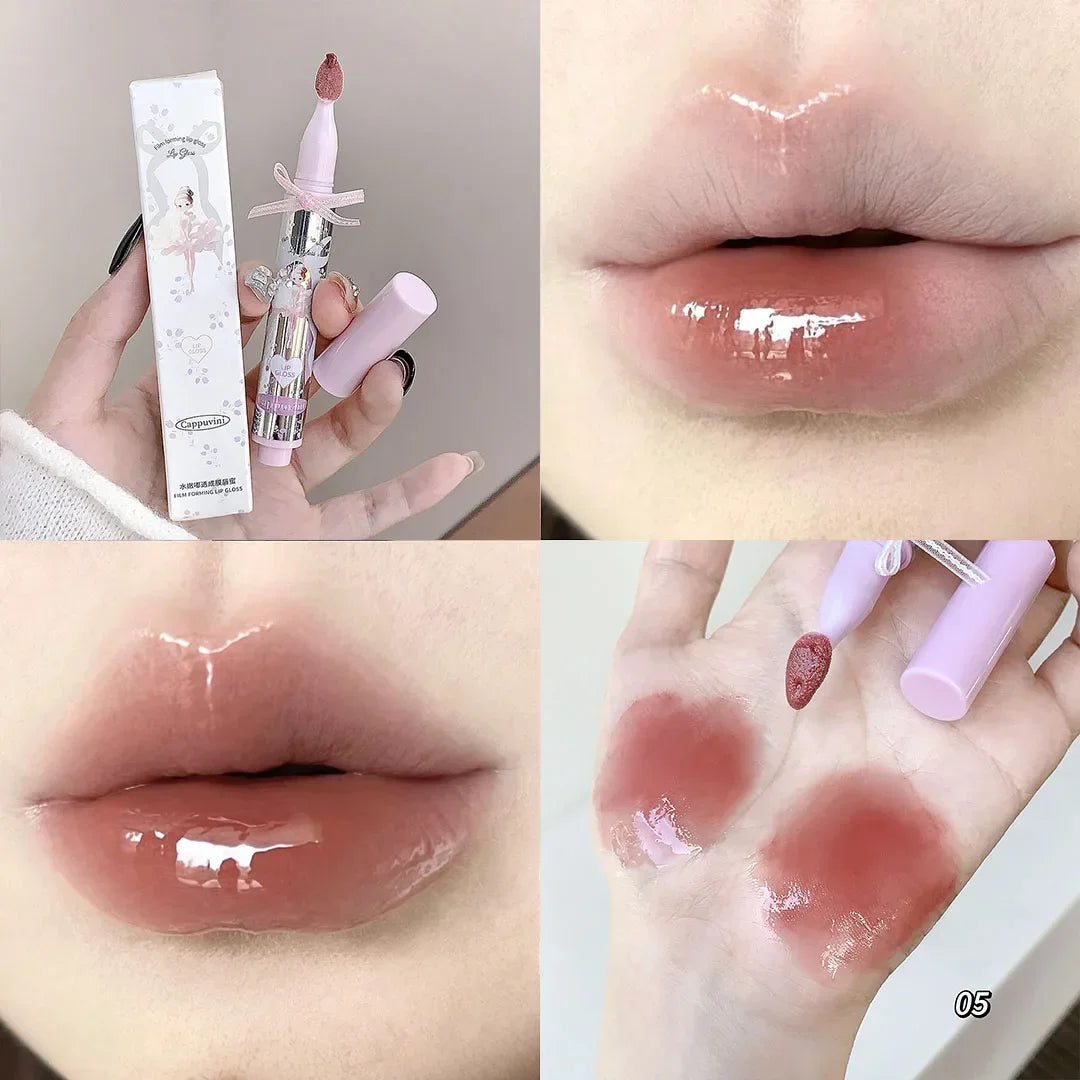 Halo-dyeing Tinted Lip Gloss Crystal Jelly Moisturizing Waterproof Mirror Water Glass Lip Gloss Transparent Color Cosmetics Gift Qme 05