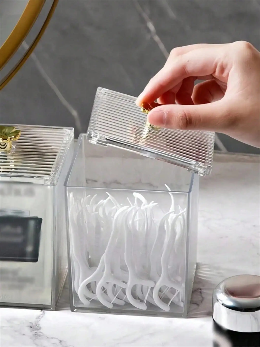 Makeup Cotton Receipt Box Remover Toothpick Thread Acrylic Desktop Qme