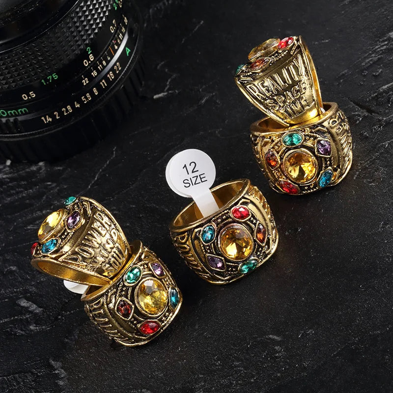 Cool New Fashion Men's Power Ring Infinity Wars Thanos Cosplay Anime Alloy Ring Jewelery Punk Gothic Hip Hop Ring Male Qme