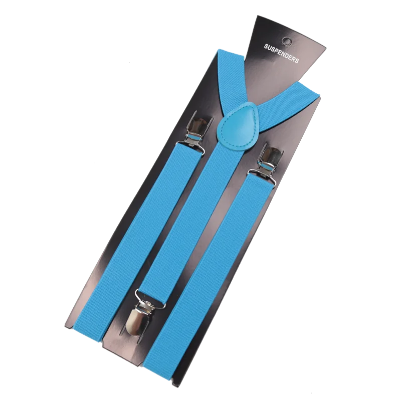Unisex Elastic Leather Suspenders Braces Men Women Gift Black Blue Red Adjustable Straps for Wedding Suit Skirt Accessories Qme SKY BLUE China Mainland