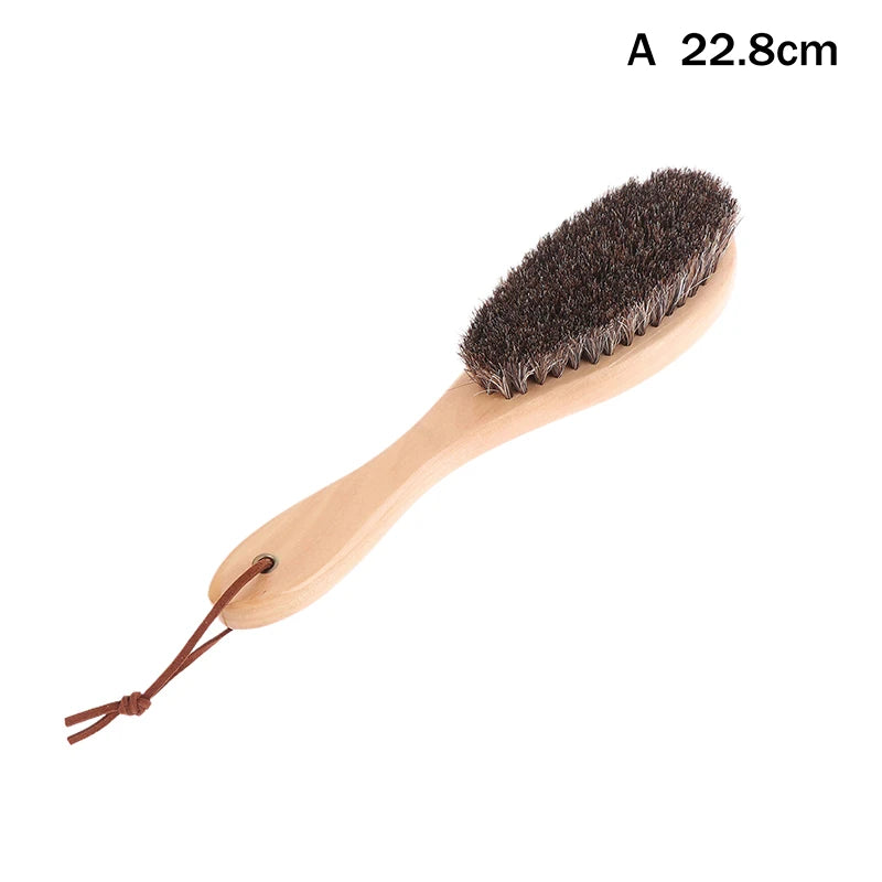 Horse Hair Brush Wooden Handle Shoe Polish Soft Horsehair Laundry Qme A