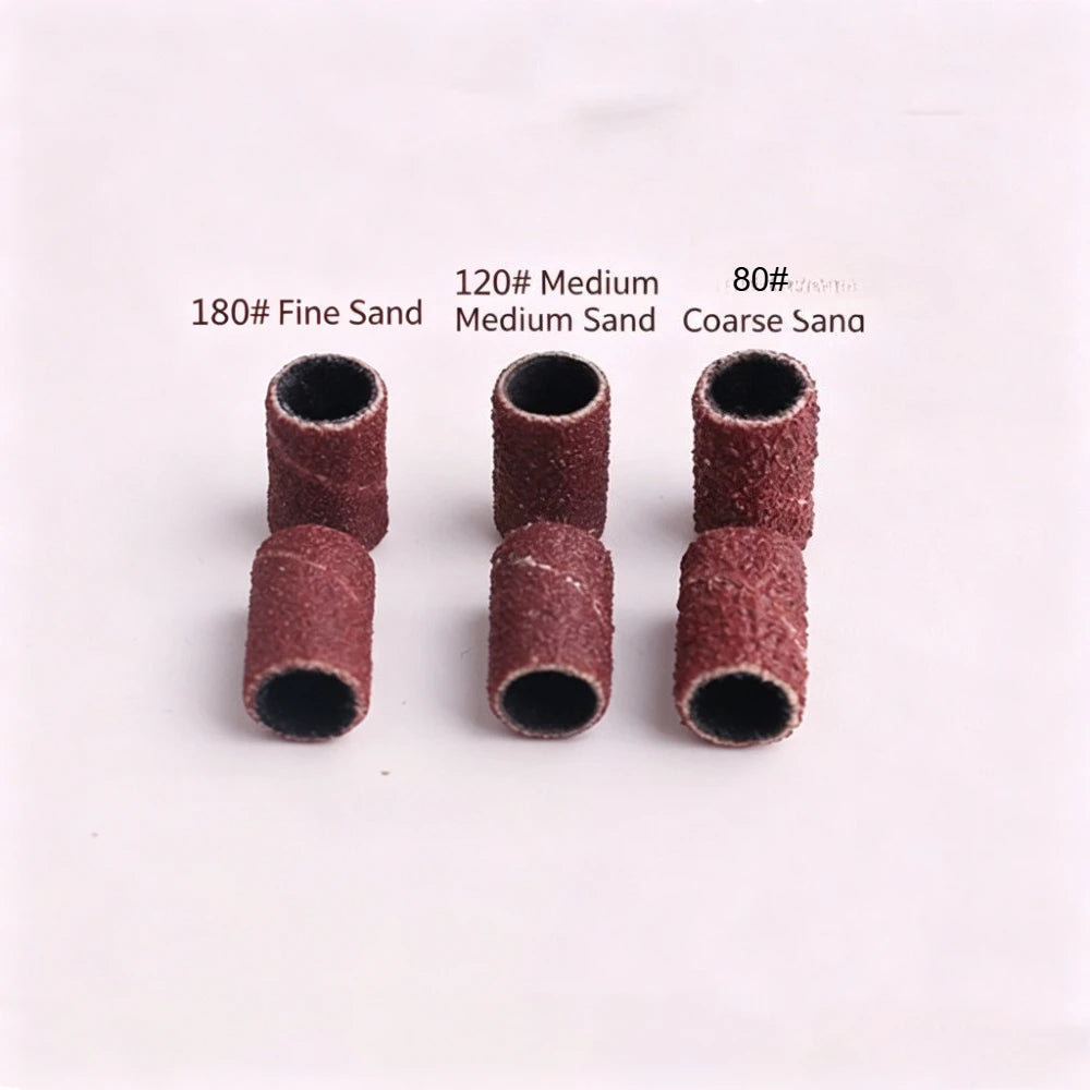 Mounted Sanding Drum Set Aluminum Oxide Sand Band on Rubber Mandrel Shank Rotary Tool Sanding Head for Wood Metal Polishing Qme