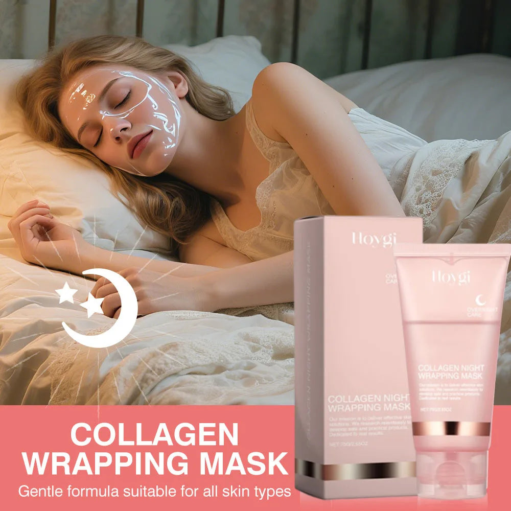 Collagen Overnight Wrapping Peel Off Facial Mask Set Korean Collagen Night Wrapping Mask Deeply Hydrates Night Care Mask Cream Qme