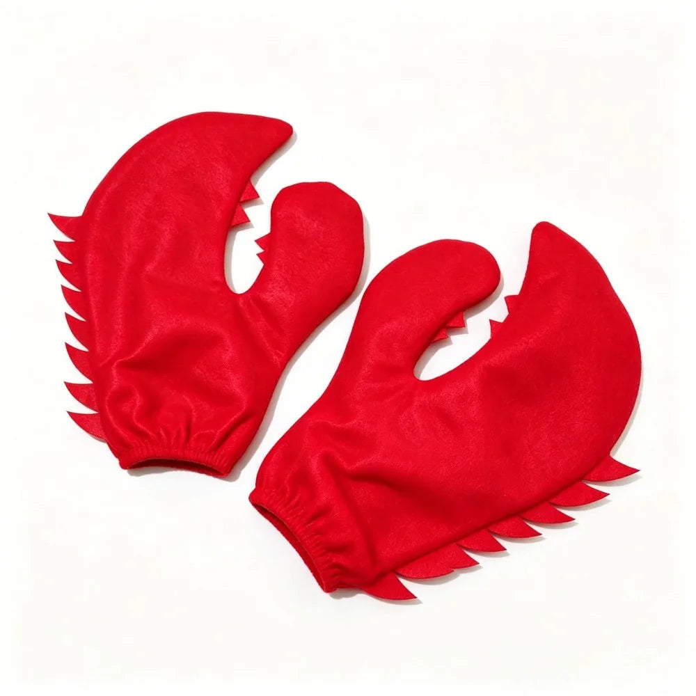 Novelty Cartoon Crab Pliers Gloves Creative Polyester Dress Up Mitten Qme Red
