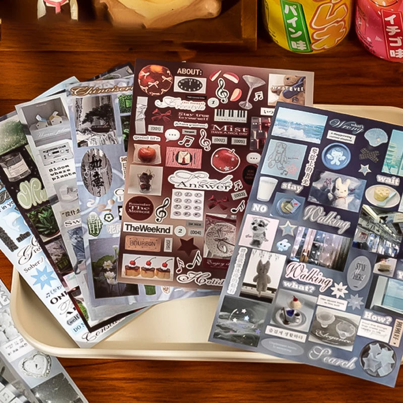 Vintage Collage Sticker Book, Artistic Film Style Journal Supplies, Versatile for Many Scenes, Essential for Craft Lovers Qme