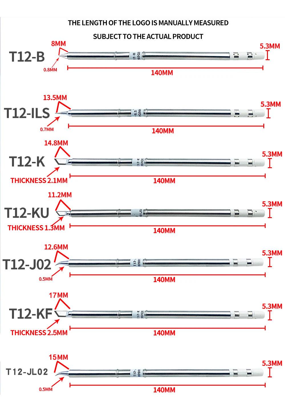 Lefavor T12 Series Soldering Iron Tips FX951 FX-952 Station Qme
