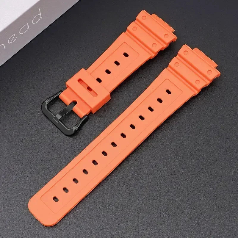 TPU Sport Bracelet For Casioak DW-5600 DW5000 GA2100 Watch Band Stainless Steel Buckle Siliconer Strap16mm Replacement Wristba Qme Orange Black
