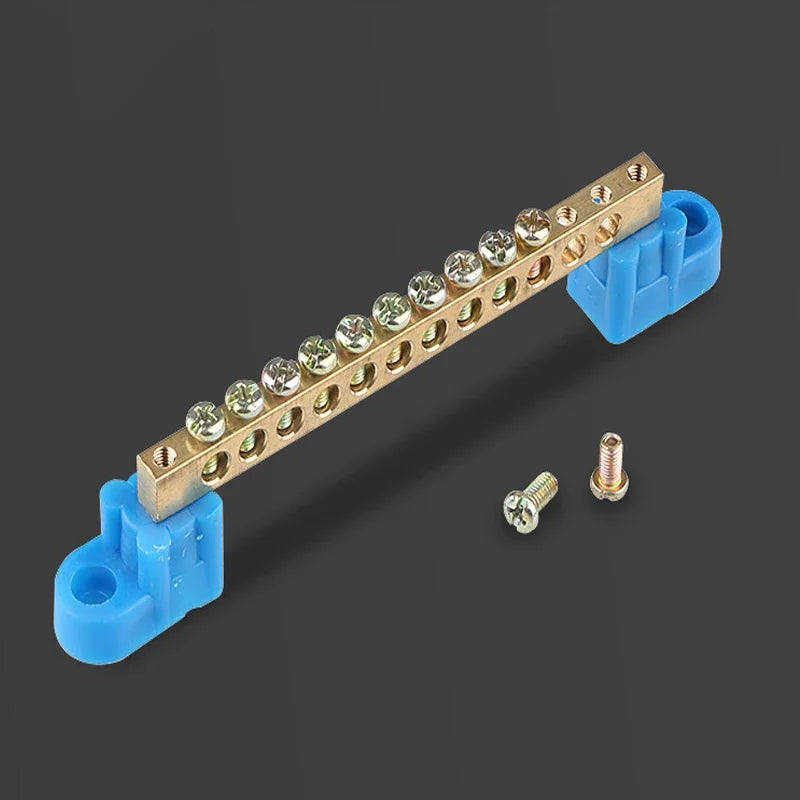 1pcs 6*9 Copper Ground Bar - 4/6/8/10/12 Hole Terminal Block for Distribution Box Zero Ground Wiring Connection Qme