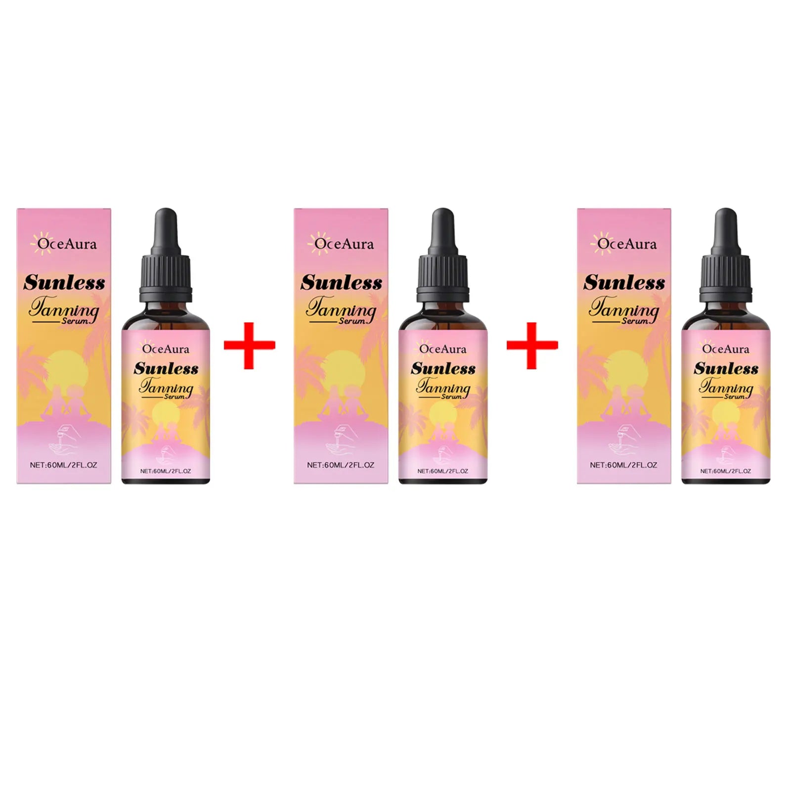 OceAura Sunless Tanning Serum Natural Bronze Gentle Deep Nourishing Even Skin Tone Dullness Reducing Sun Free Tanning Care Drops Qme 60ml X3