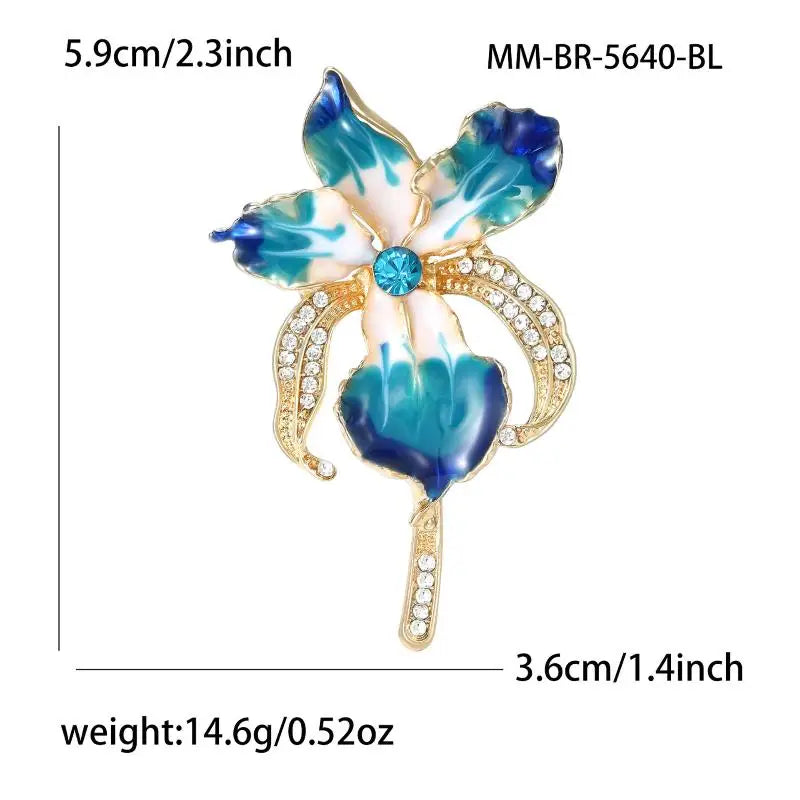 1Pcs Beautiful Women's Clothes Bag's Plants Brooch Pins Elegant Enamel Orchid Flower Brooches Gifts DIY Accessories Qme A1