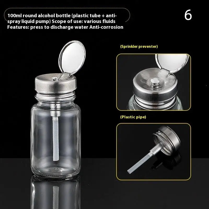 Refillable Glass Nail Storage Bottle Empty Pump Dispenser Polish Qme 6