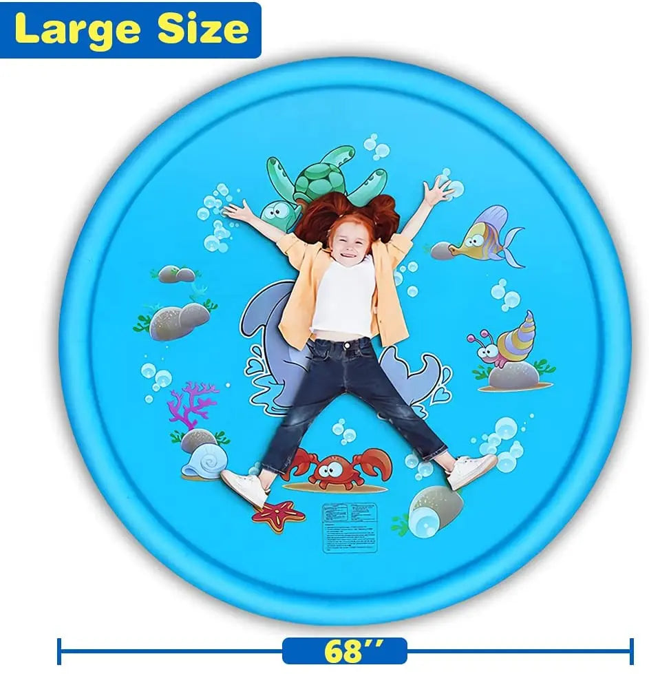 PVC Dolphin Spray Pad Outdoor Children's Water Fountain Summer Children's Interactive Toy Qme blue170CM