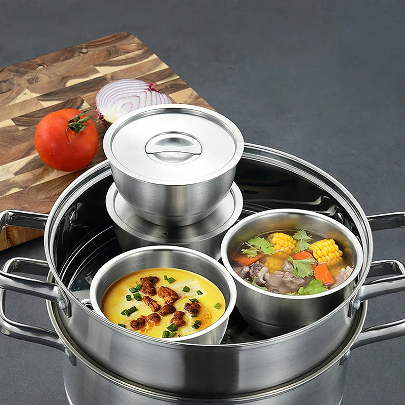 Stainless Steel Rice Bowl Lid Soup Steamed Anti-scalding Child Small Qme