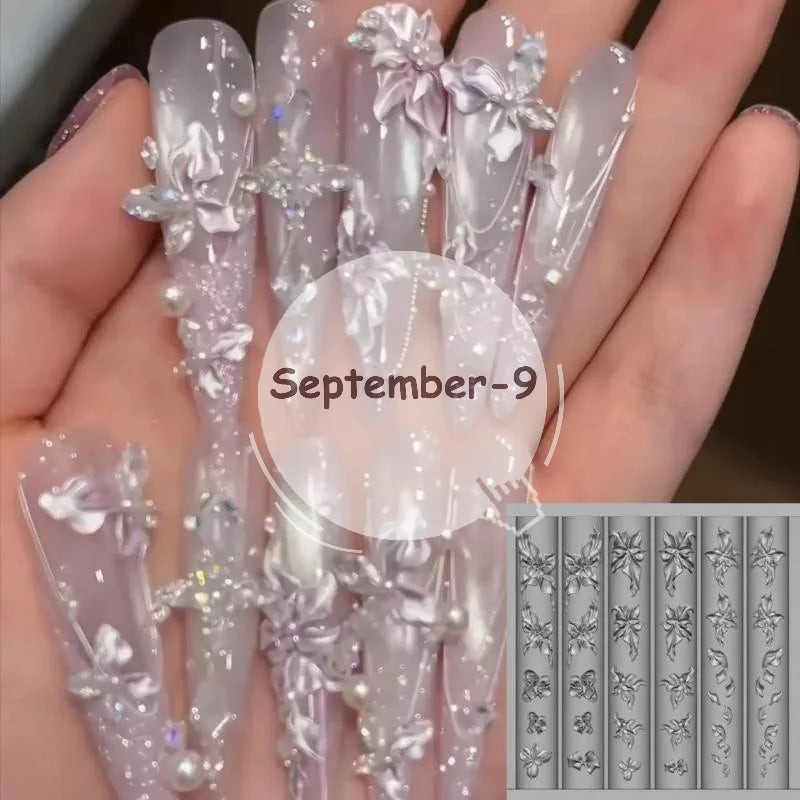 1 Reusable 3D Crystal Ice Flower Nail Silicone Mold Clear Cute Lily Qme