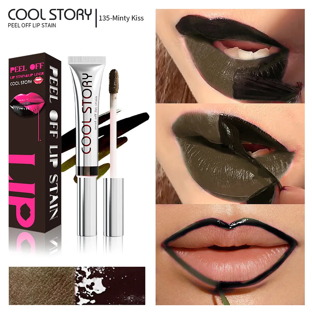 2 in 1 Lip Stain & Lipliner Matte Peel Off Lip Glaze Lipstick Quick Drying Lasting Non Stick Cup Lipliner Red Lip Gloss Makeup Qme 135