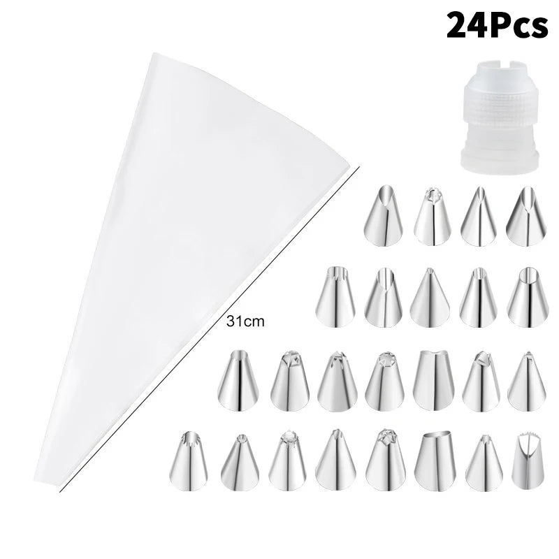CC11Stainless Steel Piping Nozzle Kitchen Cake Icing Cream Decor Tool Qme 24 White