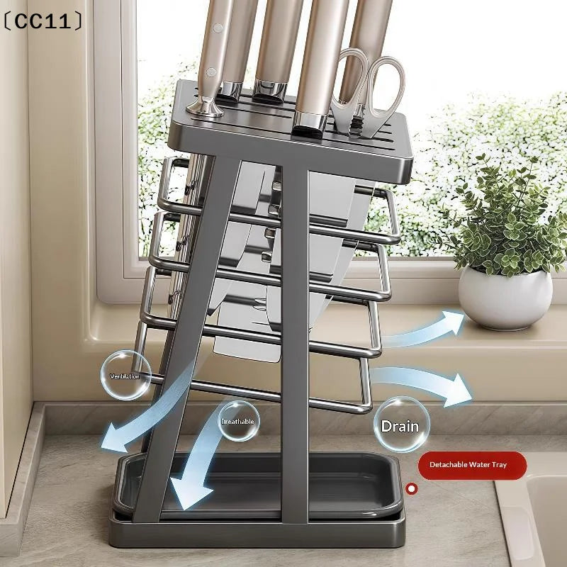 Kitchen Utensils Storage Holder Square Space Saving Cutting Tool Rack Qme