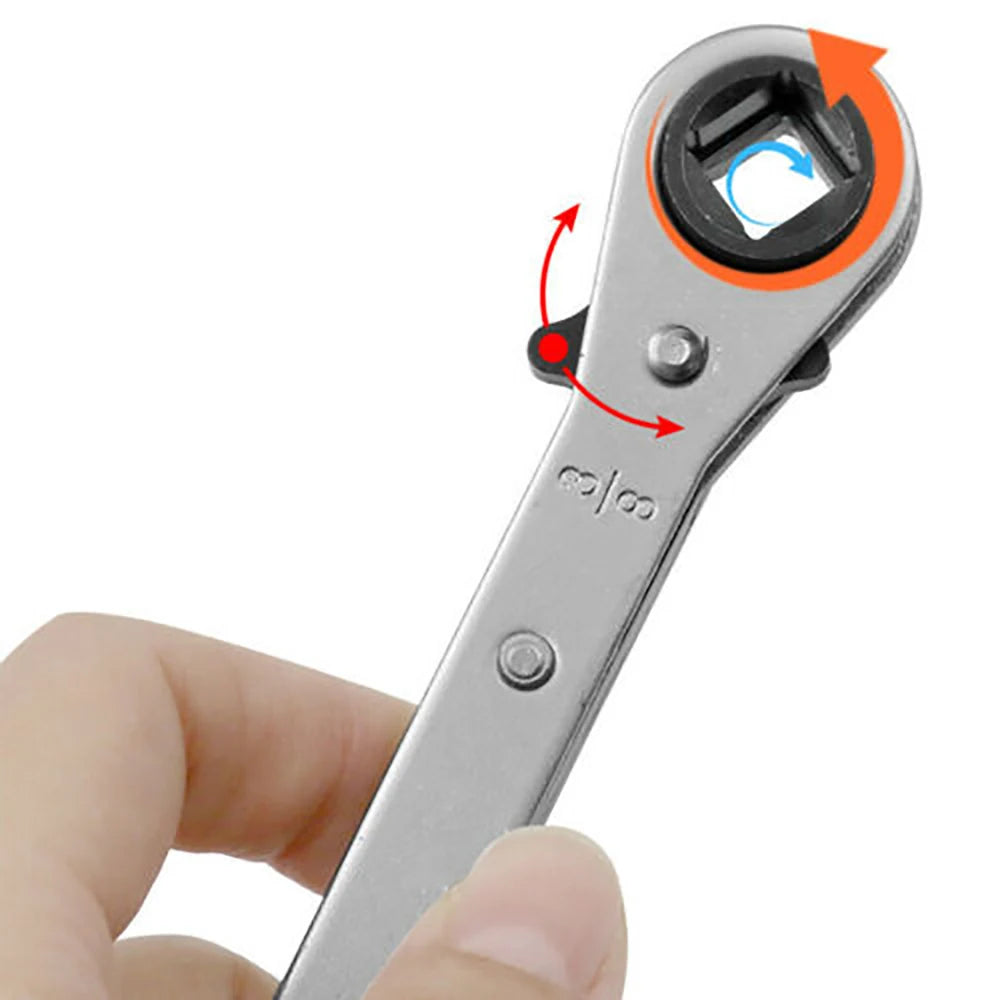 Chrome Vanadium Ring Double Head Ratchet Wrench 1/4 3/8 3/16 5/16Inch Port Valve HVAC ToolRatchet Combination Spanner Set Qme