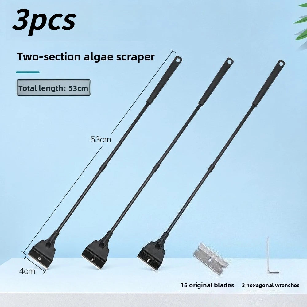 Household Fish Tank Dual Function Algae Sand Remover Glass Scraper Multifunctional Aquarium Accessories For Daily Tank Care Qme 53CM 3pcs