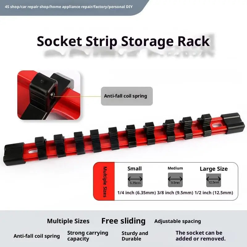 1 4 3 8 2 Socket Wrench Holder Rail Bracket Wall Storage Tool Box Qme