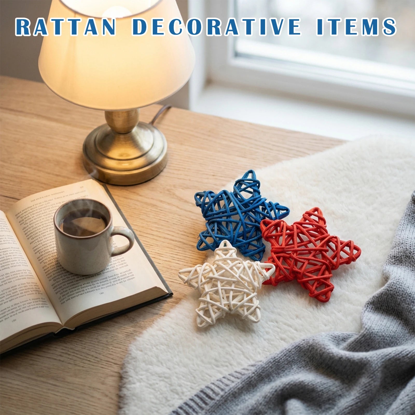 American Independence Day Five-Pointed Star Mixed Colors Handmade Multi-size Rattan Home DIY Decorations for Holiday Party Qme