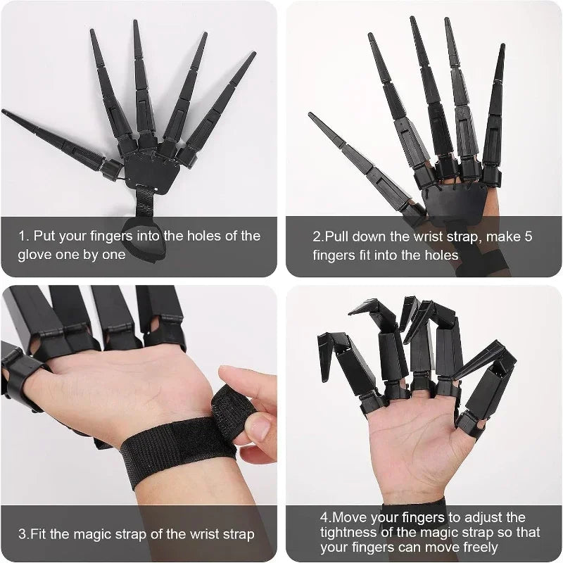 Halloween Articulated Fingers Fake Fingers Scary Skeleton Hand Cosplay Finger Glove Realistic Horror Ghost Claw Prop Party Decor Qme