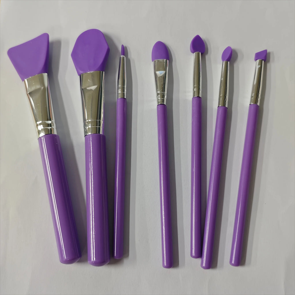 7pcs Silicone Brush Applicator Kit for Resin Epoxy Art Crafting And Cream Makeup Products Qme