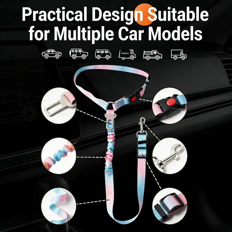 Belt Clip Buckle Tether Large Medium Small Dogs 2-in-1 Dog Car Qme