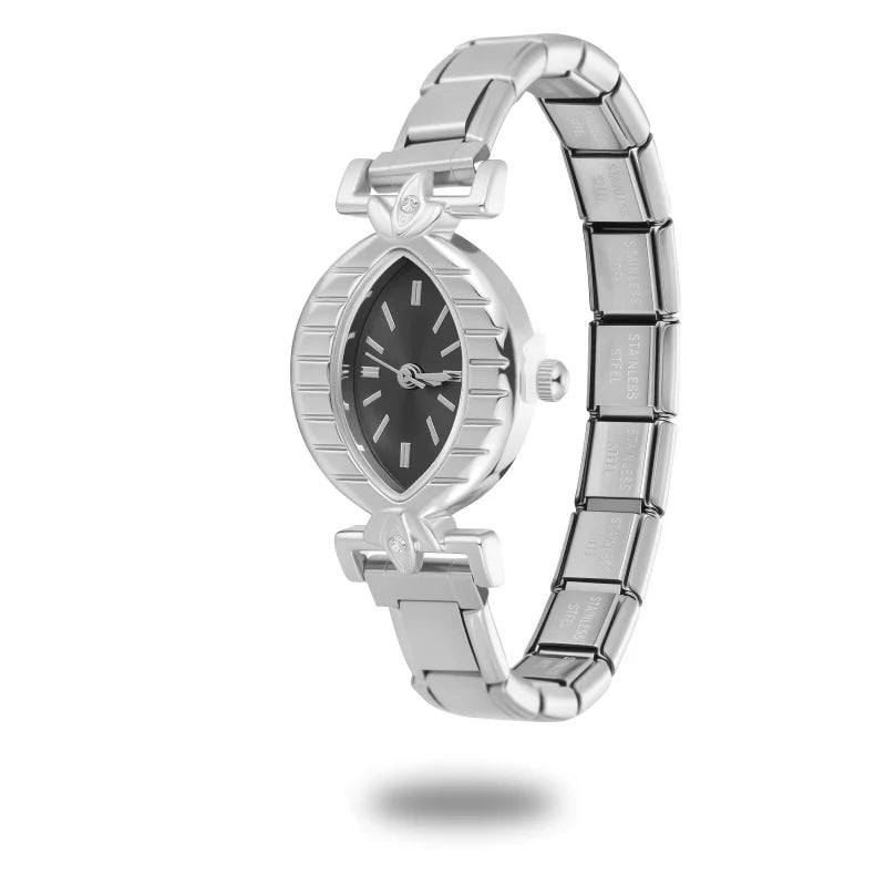 Wholesale Fashion Men Womens DIY 9mm Width Italian Elastic Charm Stainless Classic Oval Watch Bracelet Bangle For Birthday Gifts Qme S 38