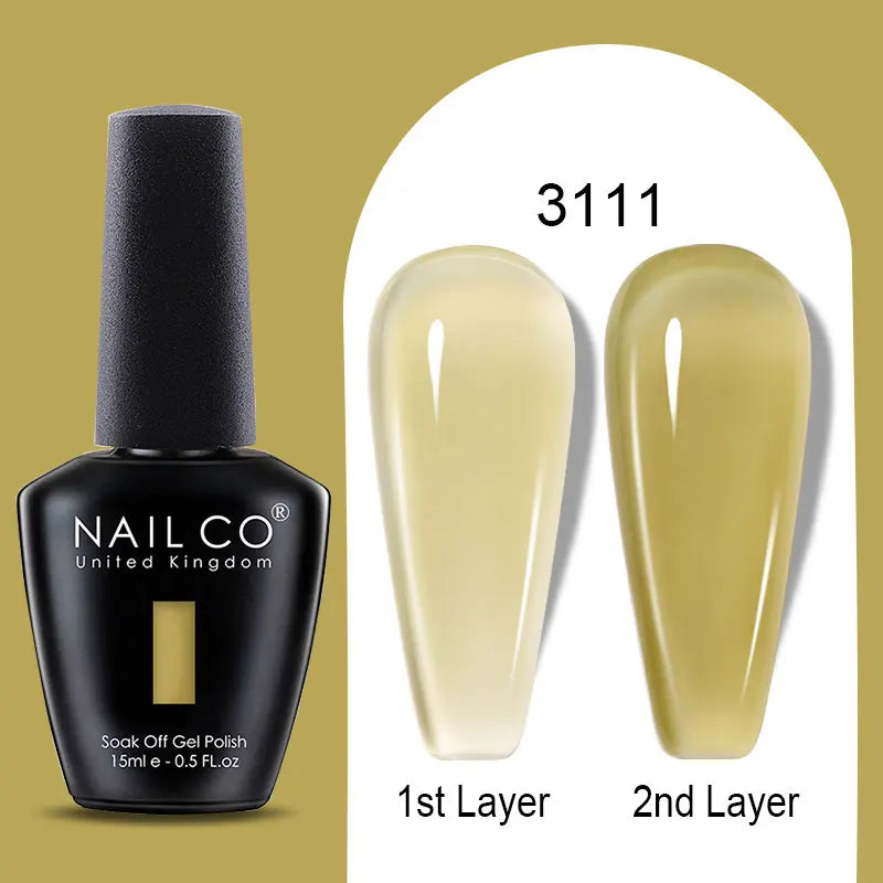NAILCO Rubber Base Gel Polish Milky Pink Jelly White Beige 6Colors