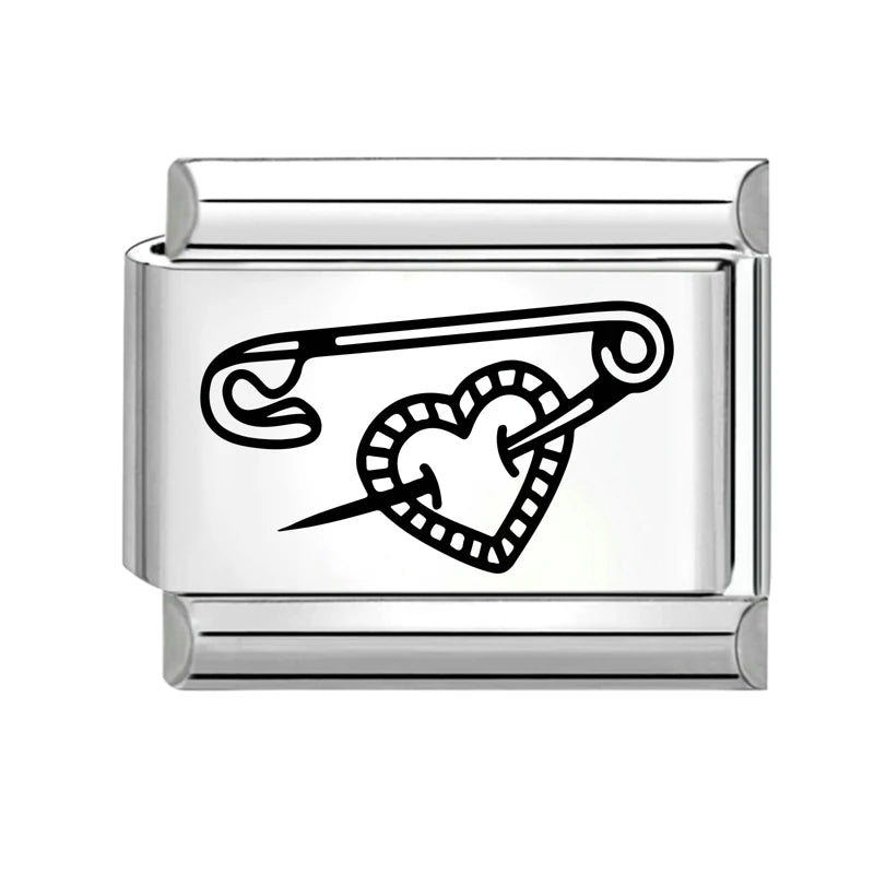 2026 Design Planet Stars Heart Planet Laser Engraving Italian Charm Links Stainless Steel Fit 9mm Bracelet Jewelry DIY Making Qme Style 28