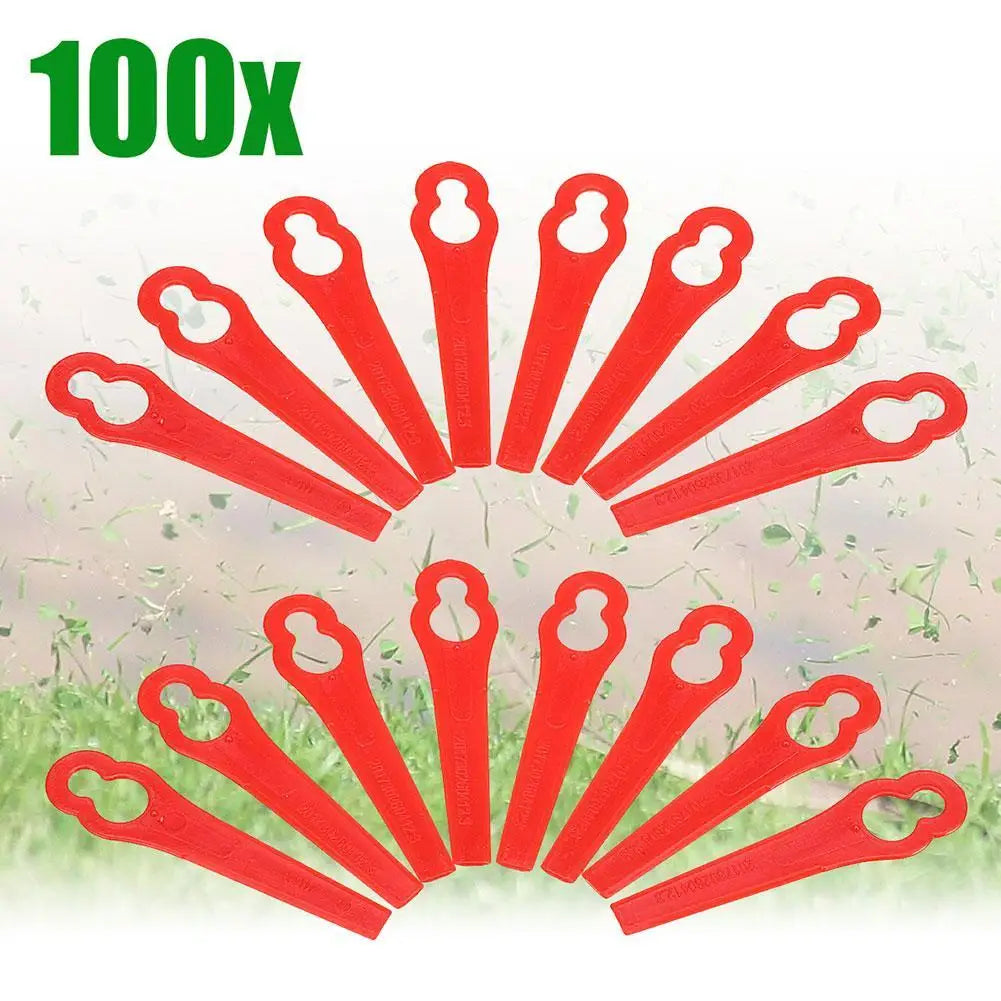 100pcs Plastic Cutter Blades For Electric Cordless Grass Trimmer Strimmer Tool Grass Trimmer Blades Replacement Garden Tool Qme