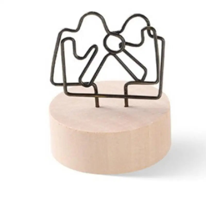 Mini Wooden Base Metal Photo Holders Creative Design Decor Photos Qme Q